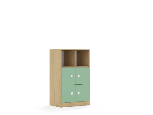 Regał Blox Colours 70 3PP 4F1 706x466x1165 korpus dąb/4x front pastelowy zielony