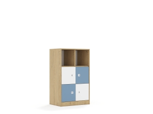 Regał Blox Colours 70 3PP 4F1 706x466x1165 korpus dąb/2x front biały i 2x front pastelowy niebieski