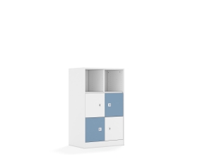 Regał Blox Colours 70 3PP 4F1 706x466x1165 korpus biały/2x front biały i 2x front pastelowy niebieski
