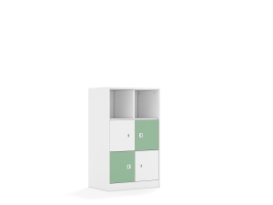 Regał Blox Colours 70 3PP 4F1 706x466x1165 korpus biały/2x front biały i 2x front pastelowy zielony