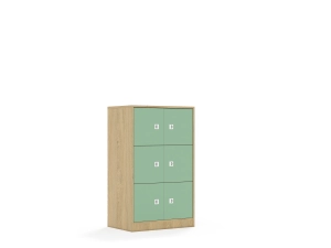 Regał Blox Colours 70 3PP 6F1 706x466x1165 korpus dąb/6x front pastelowy zielony