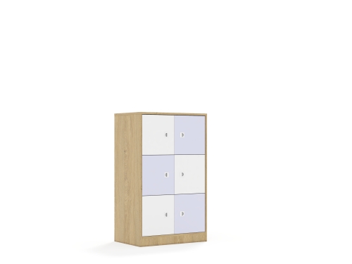 Regał Blox Colours 70 3PP 6F1 706x466x1165 korpus dąb/3x front biały i 3x front pastelowy fioletowy - 0559154998d107fd036522fe76f7582c
