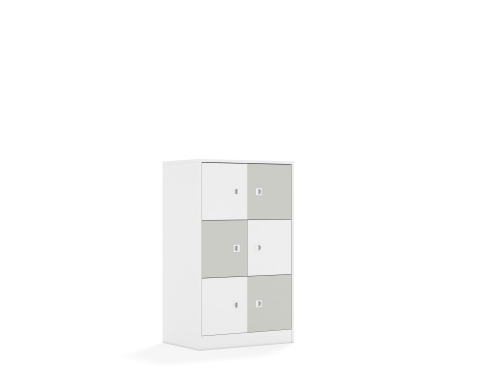 Regał Blox Colours 70 3PP 6F1 706x466x1165 korpus biały/3x front biały i 3x front jasny szary