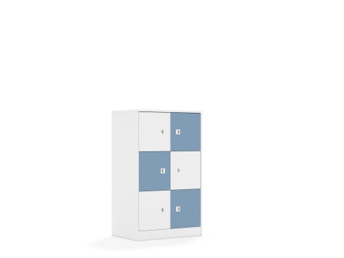 Regał Blox Colours 70 3PP 6F1 706x466x1165 korpus biały/3x front biały i 3x front pastelowy niebieski