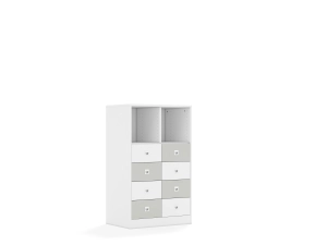 Regał Blox Colours 70 3PP 8SB 706x466x1165 korpus biały/4x szuflada biała i 4x szuflada jasna szara