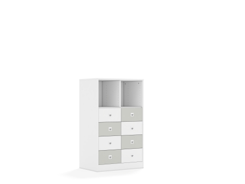Regał Blox Colours 70 3PP 8SB 706x466x1165 korpus biały/4x szuflada biała i 4x szuflada jasna szara - 810f4a423594e9a655ffdbaf43e02f66