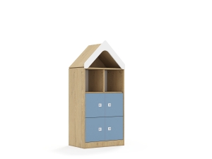 Regał Blox Colours 70 3PP 4F1 z daszkiem 706x466x1575 korpus dąb/4x front pastelowy niebieski