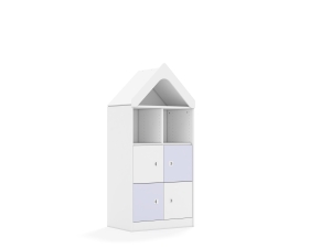 Regał Blox Colours 70 3PP 4F1 z daszkiem 706x466x1575 korpus biały/2x front biały i 2x front pastelowy fioletowy