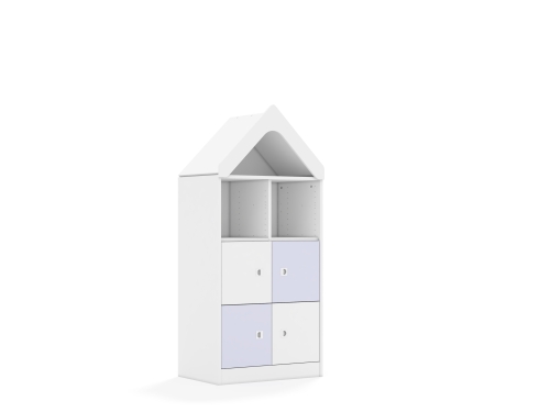 Regał Blox Colours 70 3PP 4F1 z daszkiem 706x466x1575 korpus biały/2x front biały i 2x front pastelowy fioletowy - cc5327d724d35ef9f26ff5ac2e0a0bbc