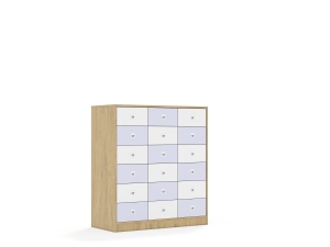 Regał Blox Colours 110 3PP 12SB 6SS 1049x466x1165 korpus dąb/9x szuflada biała i 9x szuflada pastelowa fioletowa