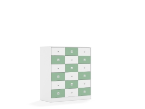 Regał Blox Colours 110 3PP 12SB 6SS 1049x466x1165 korpus biały/9x szuflada biała i 9x szuflada pastelowa zielona