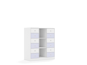 Regał Blox Colours 110 3PP 12SB 1049x466x1165 korpus biały/6x szuflada biała i 6x szuflada pastelowa fioletowa