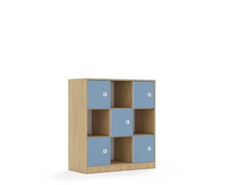 Regał Blox Colours 110 3PP 5F1 1049x466x1165 korpus dąb/5x front pastelowy niebieski