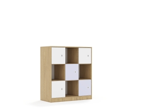 Regał Blox Colours 110 3PP 5F1 1049x466x1165 korpus dąb/3x front biały i 2x front pastelowy fioletowy