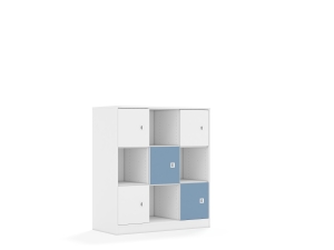 Regał Blox Colours 110 3PP 5F1 1049x466x1165 korpus biały/3x front biały i 2x front pastelowy niebieski
