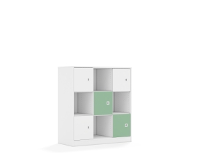 Regał Blox Colours 110 3PP 5F1 1049x466x1165 korpus biały/3x front biały i 2x front pastelowy zielony
