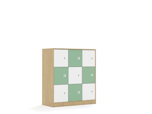 Szafa Blox Colours 110 3PP 9F1 1049x466x1165 korpus dąb/5x front biały i 4x front pastelowy zielony - 2a88746ef1b133e9cd0cddf795d6b8a2