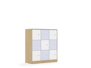 Szafa Blox Colours 110 3PP 9F1 1049x466x1165 korpus dąb/5x front biały i 4x front pastelowy fioletowy