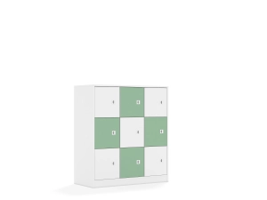 Szafa Blox Colours 110 3PP 9F1 1049x466x1165 korpus biały/5x front biały i 4x front pastelowy zielony
