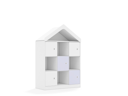 Regał Blox Colours 110 3PP 5F1 z daszkiem 1049x466x1575 korpus biały/3x front biały i 2x front pastelowy fioletowy