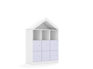Regał Blox Colours 110 3PP 6F1 z daszkiem 1049x466x1575 korpus biały/6x front pastelowy fioletowy