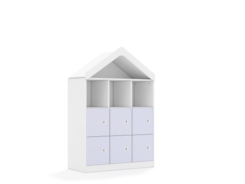 Regał Blox Colours 110 3PP 6F1 z daszkiem 1049x466x1575 korpus biały/6x front pastelowy fioletowy