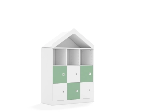 Regał Blox Colours 110 3PP 6F1 z daszkiem 1049x466x1575 korpus biały/3x front biały i 3x front pastelowy zielony