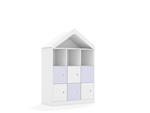 Regał Blox Colours 110 3PP 6F1 z daszkiem 1049x466x1575 korpus biały/3x front biały i 3x front pastelowy fioletowy