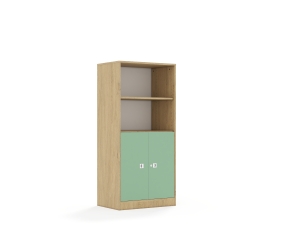 Regał Blox Colours 70 4P 2F2 706x466x1517 korpus dąb/2x front pastelowy zielony