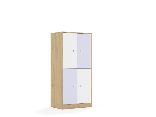 Regał Blox Colours 70 4P 4F2 706x466x1517 korpus dąb/2x front biały i 2x front pastelowy fioletowy - 984cd673bc207d2c460b80bb73b8f6e6
