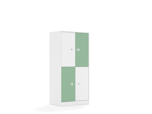Regał Blox Colours 70 4P 4F2 706x466x1517 korpus biały/2x front biały i 2x front pastelowy zielony
