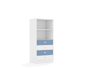 Regał Blox Colours 70 4P 4S 706x466x1517 korpus biały/2x szuflada biała i 2x szuflada pastelowa niebieska