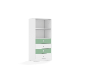 Regał Blox Colours 70 4P 4S 706x466x1517 korpus biały/2x szuflada biała i 2x szuflada pastelowa zielona