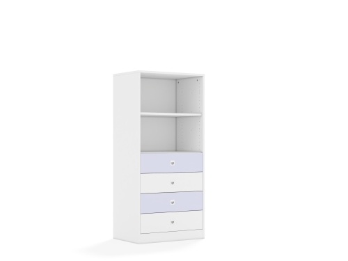 Regał Blox Colours 70 4P 4S 706x466x1517 korpus biały/2x szuflada biała i 2x szuflada pastelowa fioletowa - 8e2fa63ab954dd32b6bda94bd8ca5c2f