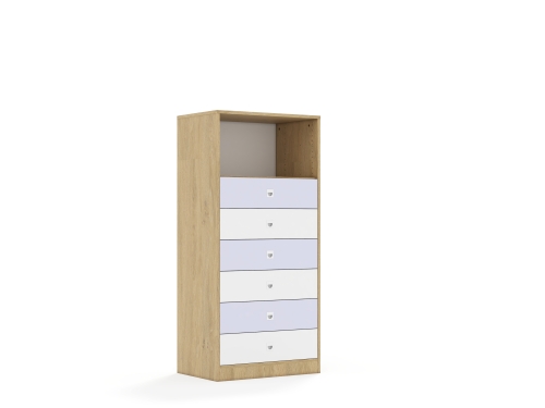 Regał Blox Colours 70 4P 6S 706x466x1517 korpus dąb/3x szuflada biała i 3x szuflada pastelowa fioletowa - dbc473ec804f115cbc578a8b42823dc6