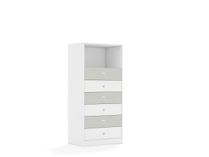 Regał Blox Colours 70 4P 6S 706x466x1517 korpus biały/3x szuflada biała i 3x szuflada jasna szara