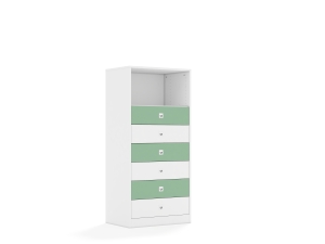 Regał Blox Colours 70 4P 6S 706x466x1517 korpus biały/3x szuflada biała i 3x szuflada pastelowa zielona