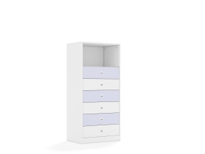 Regał Blox Colours 70 4P 6S 706x466x1517 korpus biały/3x szuflada biała i 3x szuflada pastelowa fioletowa