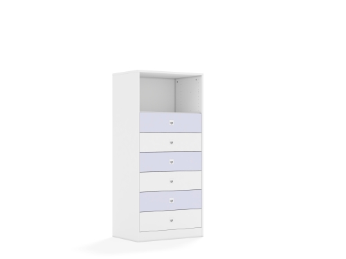 Regał Blox Colours 70 4P 6S 706x466x1517 korpus biały/3x szuflada biała i 3x szuflada pastelowa fioletowa - e094ff30b9fa80a8fa03ce1d5e23dc41