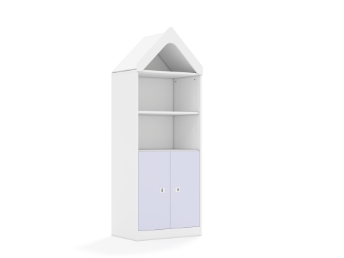 Regał Blox Colours 70 4P 2F2 z daszkiem 706x466x1927 korpus biały/2x front pastelowy fioletowy