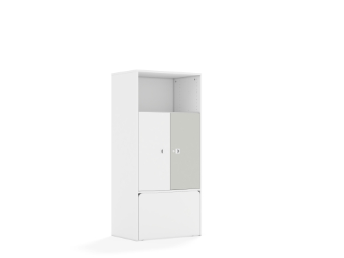 Regał Blox Colours 70 4P 2F2 ze skrzynią 706x466x1517 korpus biały/1x front biały i 1x front jasny szary
