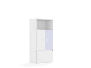 Regał Blox Colours 70 4P 2F2 ze skrzynią 706x466x1517 korpus biały/1x front biały i 1x front pastelowy fioletowy