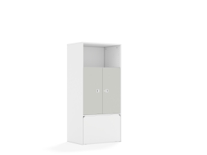 Regał Blox Colours 70 4P 2F2 ze skrzynią 706x466x1517 korpus biały/2x front jasny szary