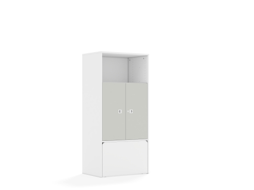 Regał Blox Colours 70 4P 2F2 ze skrzynią 706x466x1517 korpus biały/2x front jasny szary