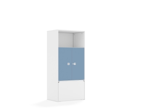 Regał Blox Colours 70 4P 2F2 ze skrzynią 706x466x1517 korpus biały/2x front pastelowy niebieski
