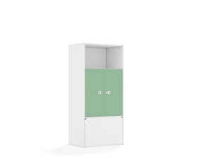 Regał Blox Colours 70 4P 2F2 ze skrzynią 706x466x1517 korpus biały/2x front pastelowy zielony
