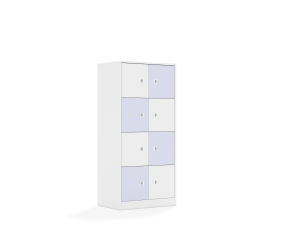 Regał Blox Colours 70 4PP 8F1 706x466x1517 korpus biały/4x front biały i 4x front pastelowy fioletowy
