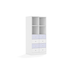Regał Blox Colours 70 4PP 8SB 706x466x1517 korpus biały/4x szuflada biała i 4x szuflada pastelowa fioletowa