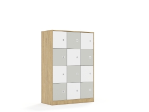 Szafa Blox Colours 110 4PP 12F1 1049x466x1517 korpus dąb/6x front biały i 6x front jasny szary