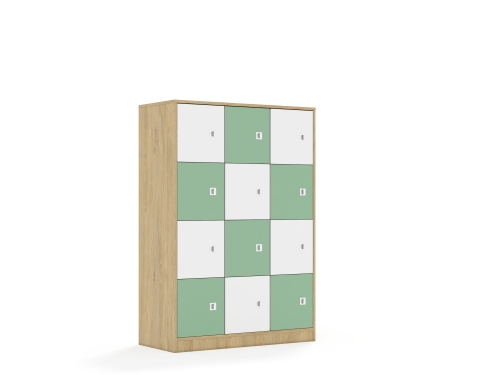 Szafa Blox Colours 110 4PP 12F1 1049x466x1517 korpus dąb/6x front biały i 6x front pastelowy zielony
